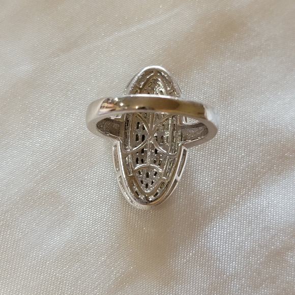 Yellow Baguette Diamond Cocktail Ring 925 - Picture 3 of 6